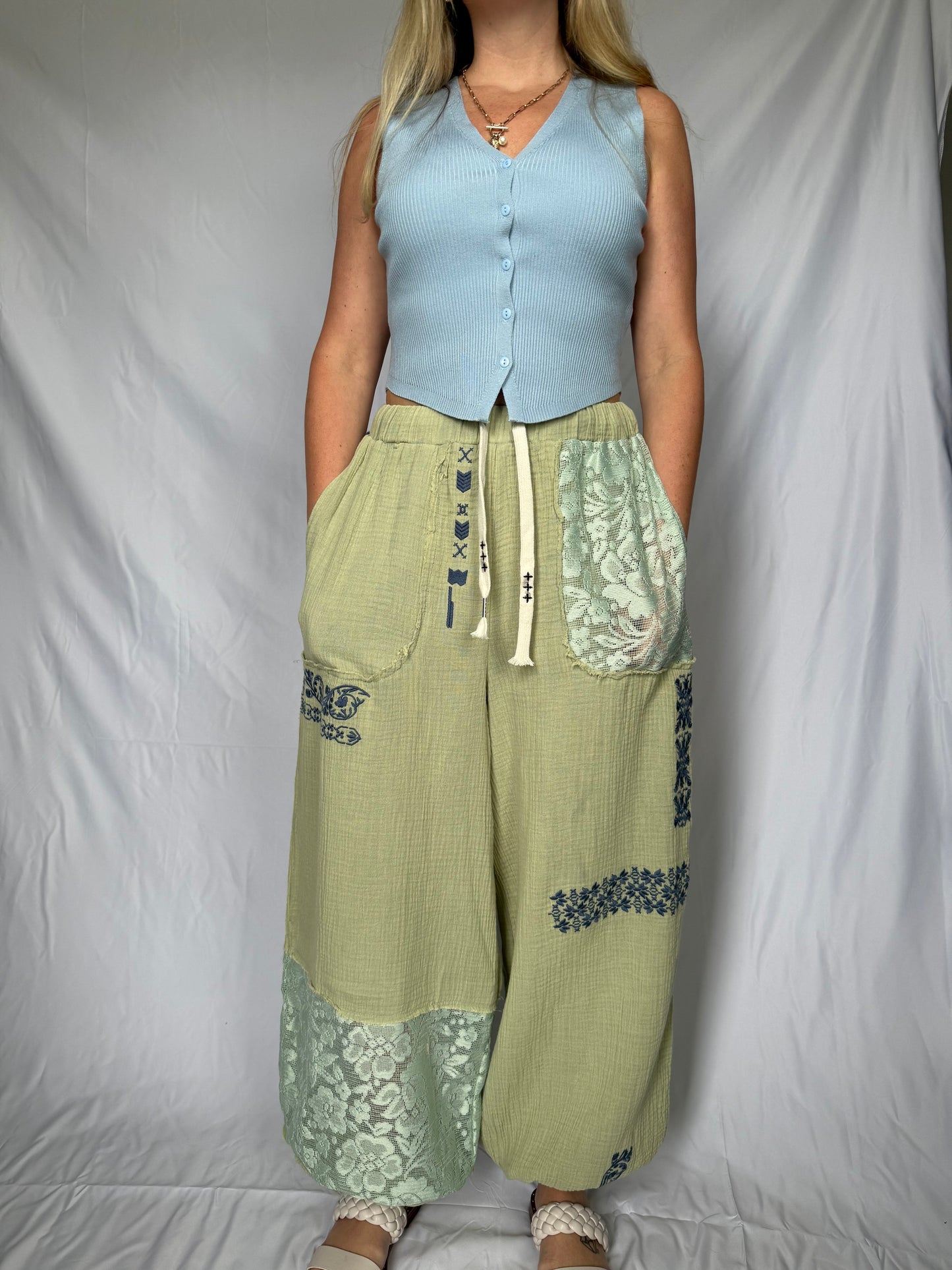 Sage Lace Pants